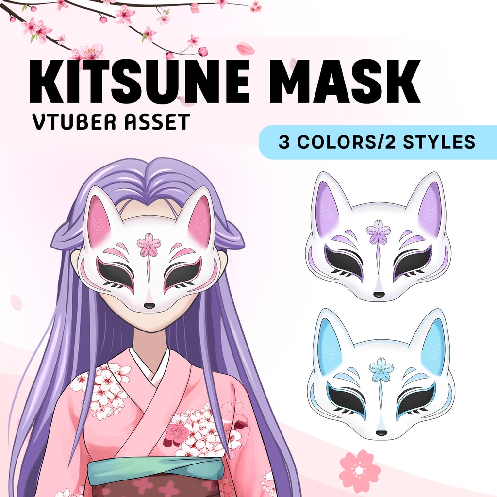 Kawaii Pastel Kitsune Mask for VTubers