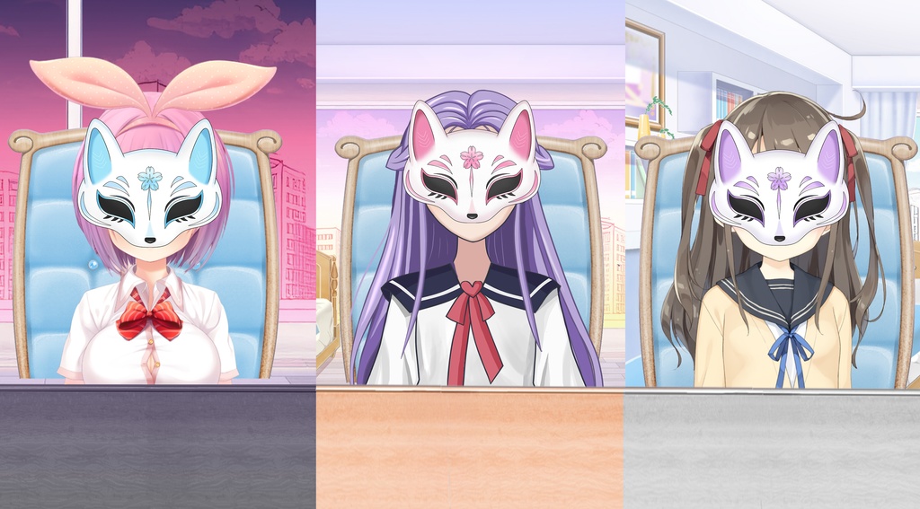 Kawaii Pastel Kitsune Mask for VTubers