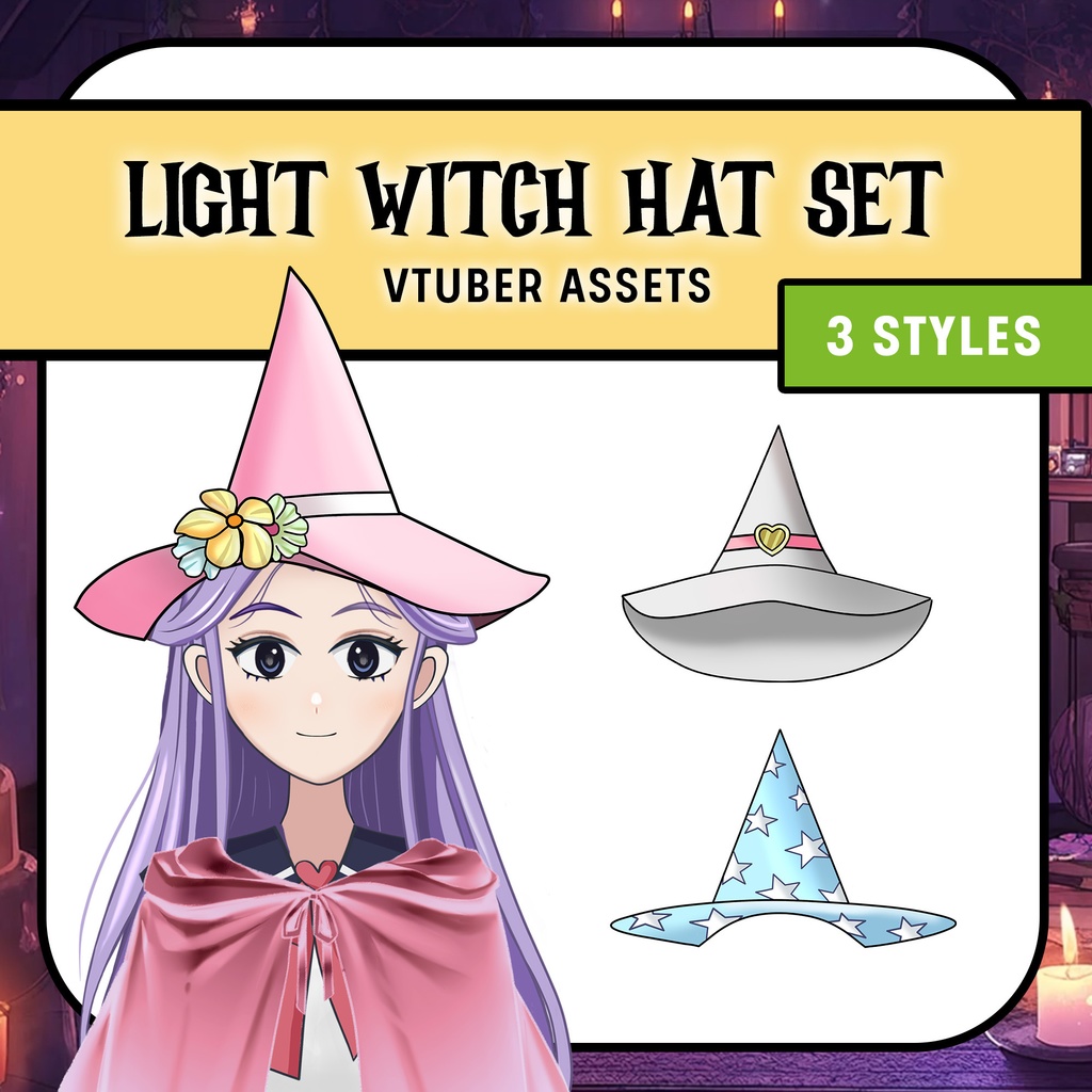 Halloween Light Witch Hat VTuber Asset