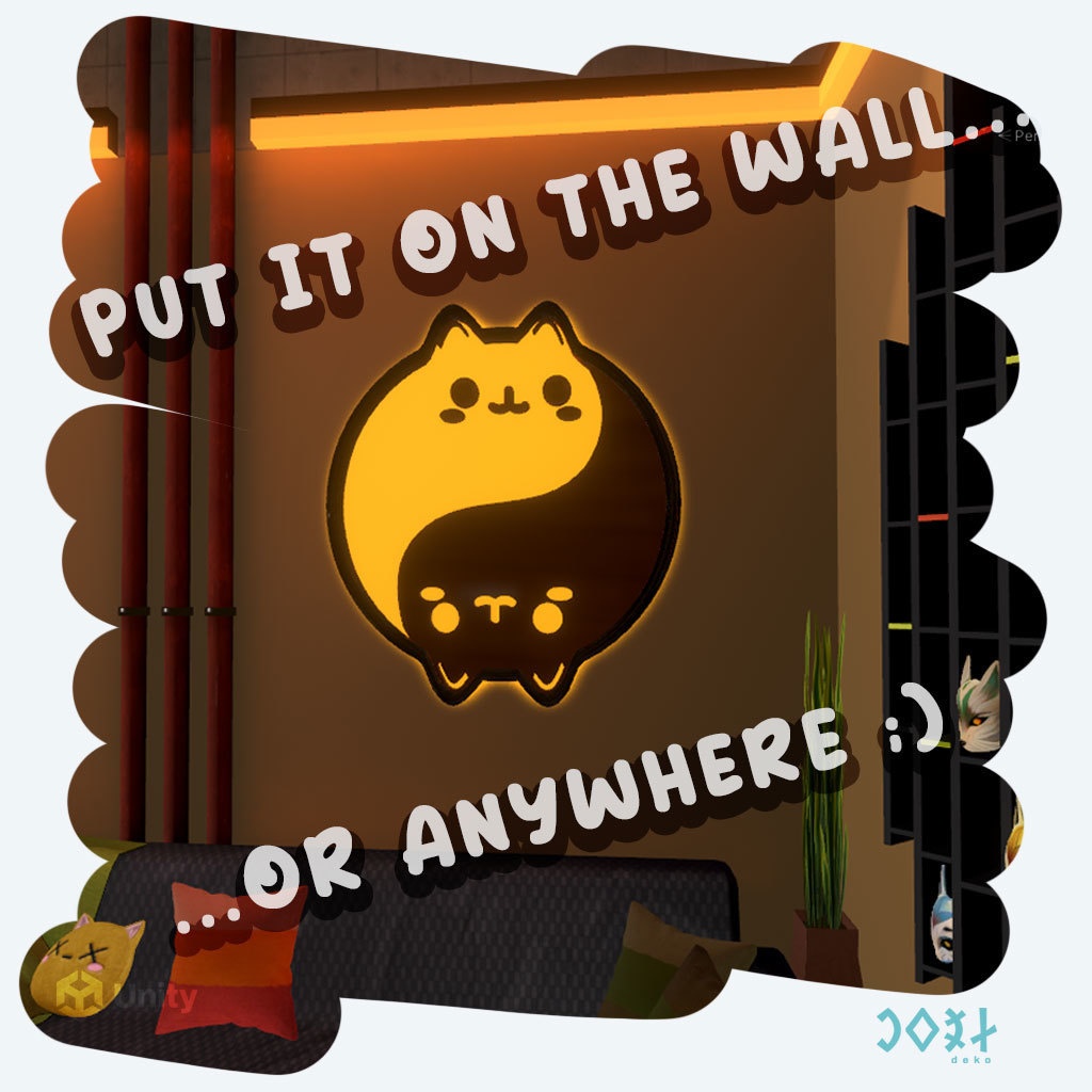 Yin-Yang Cat 3D Decoration - 陰陽キャット3Dデコレーション