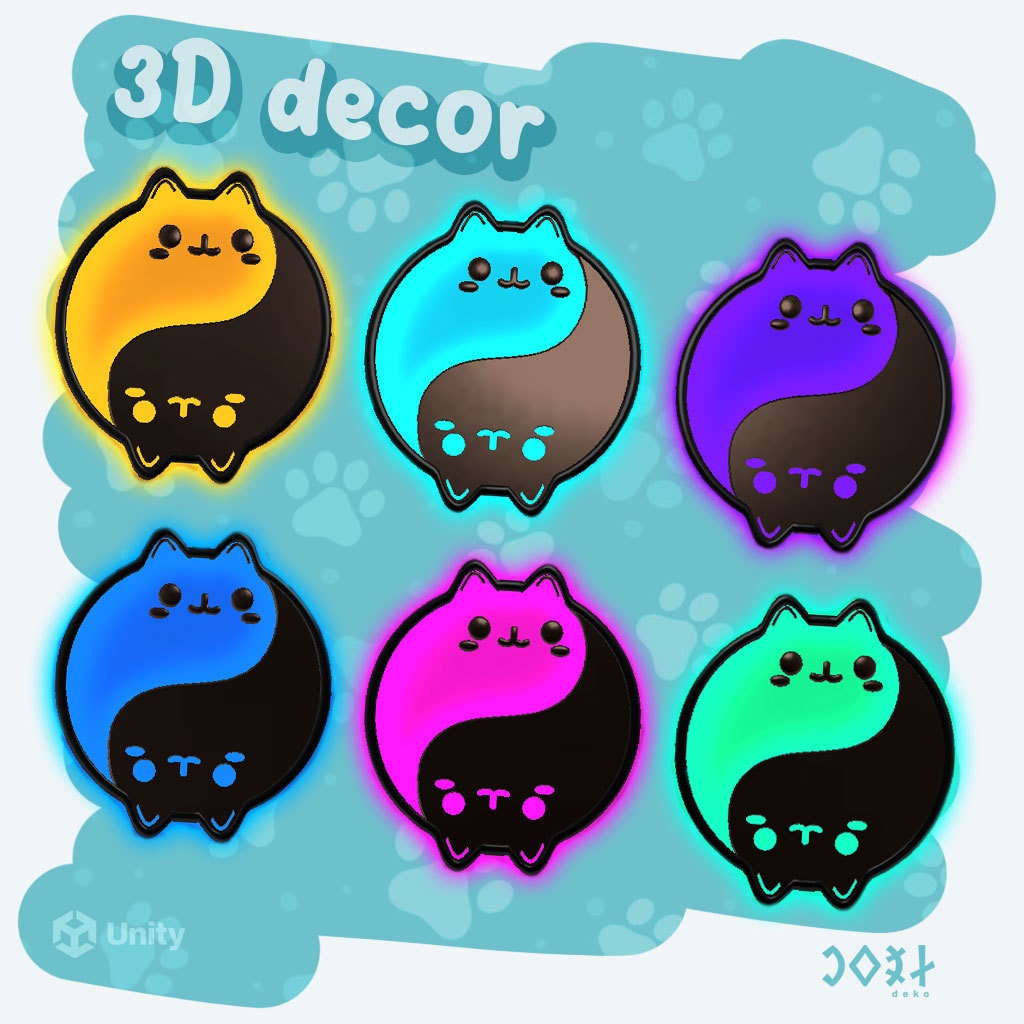 Yin-Yang Cat 3D Decoration - 陰陽キャット3Dデコレーション