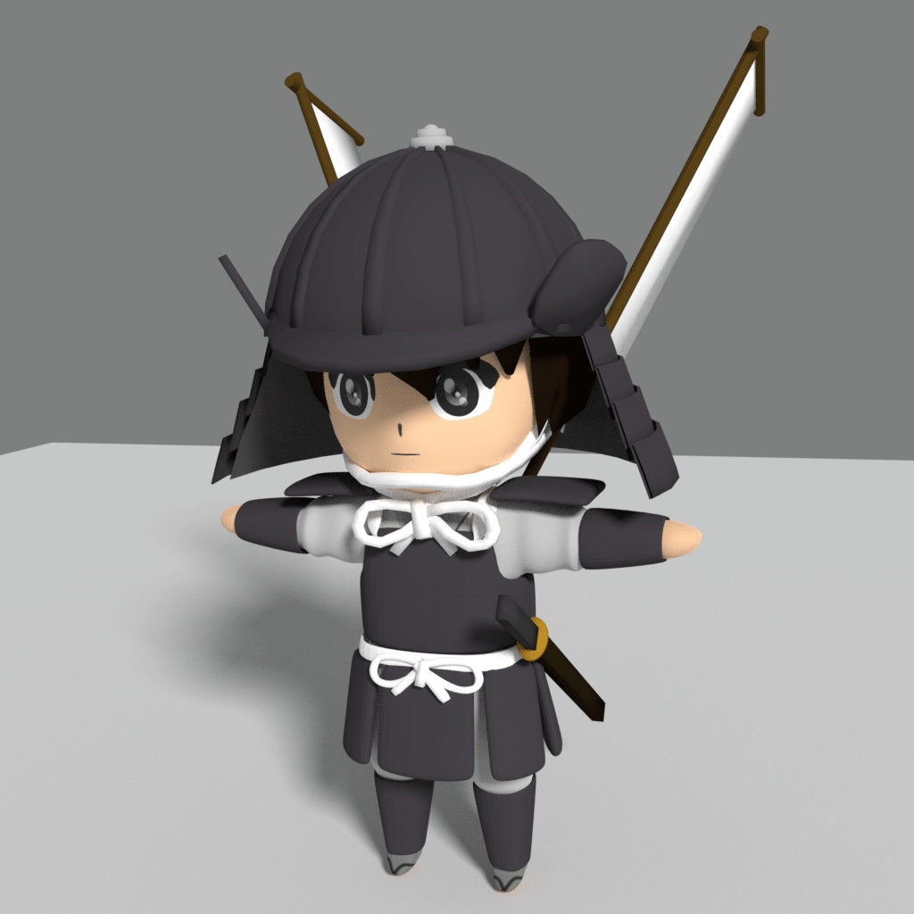 ちびキャラ戦国武将 01武将（Blender）