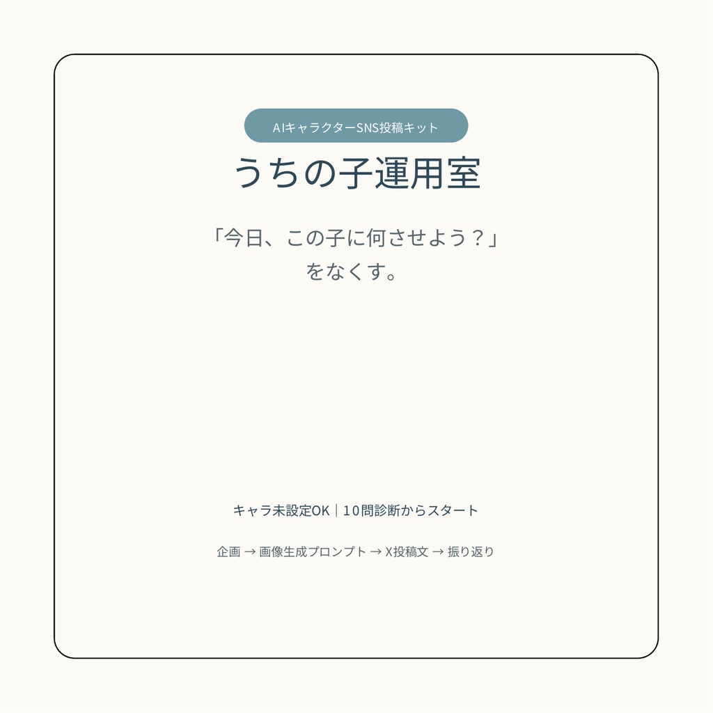 AIキャラクターSNS投稿キット【キャラ未設定OK／ChatGPTで企画→画像→X投稿】