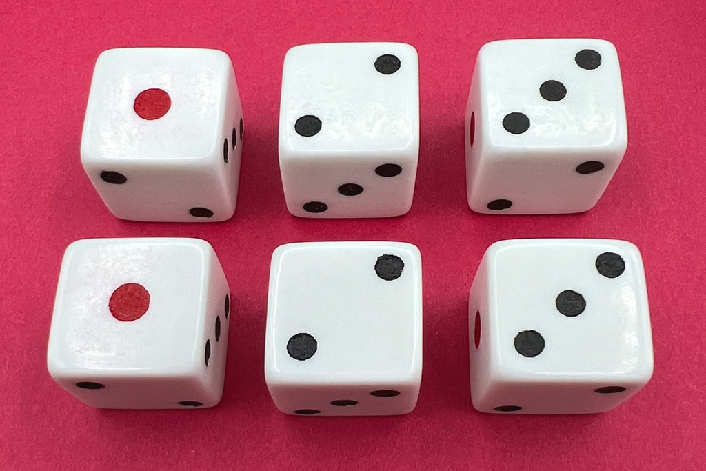 { 1, 1, 2, 2, 3, 3 } ダイス (ヒフミ賽) (1個)