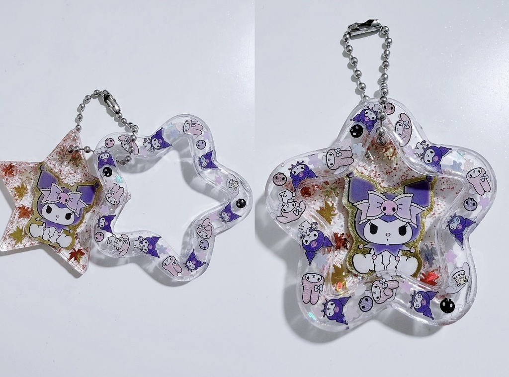 ハンドメイド クロミ&マイメロディ 星型レジンチャーム 二重デザイン