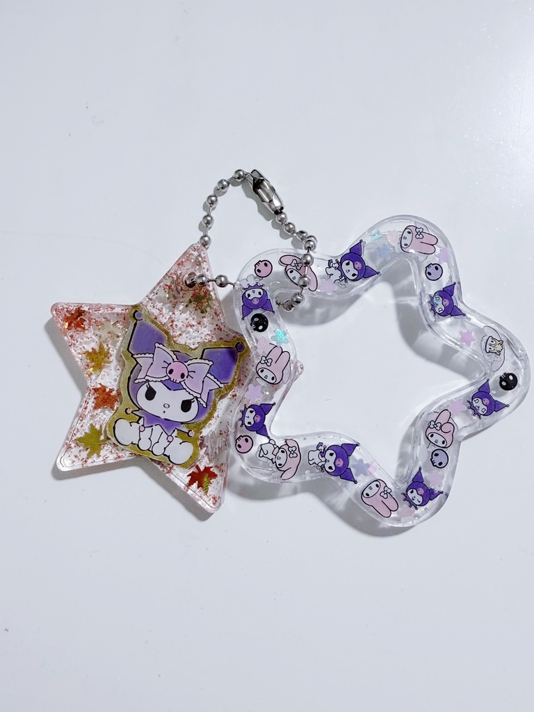 ハンドメイド クロミ&マイメロディ 星型レジンチャーム 二重デザイン