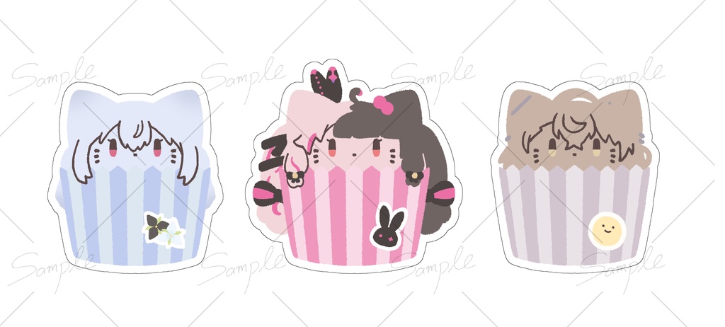 【非公式】ねこちゃんカップケーキ風シール
