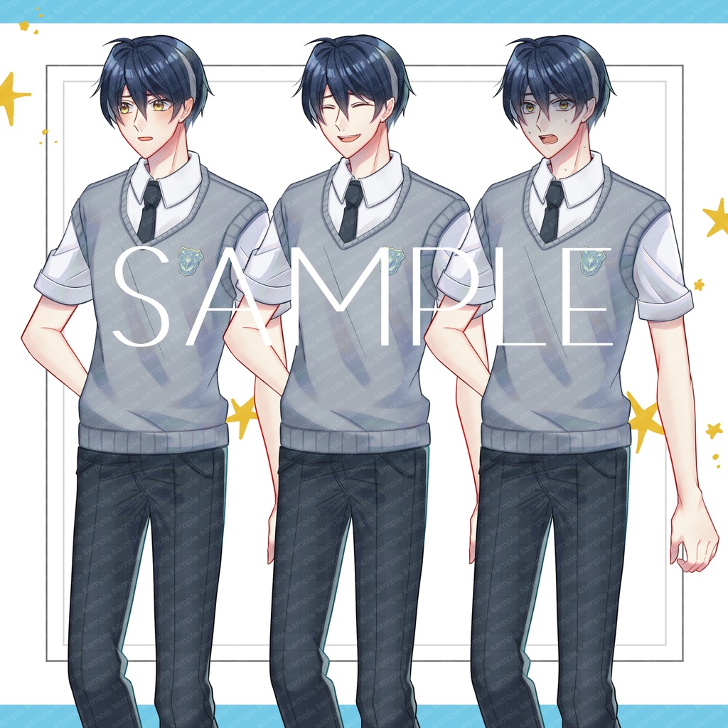 制服の男の子 立ち絵素材【表情7種】