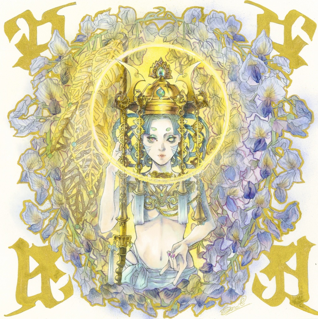 20×20原画「藤神様」（額縁付き）