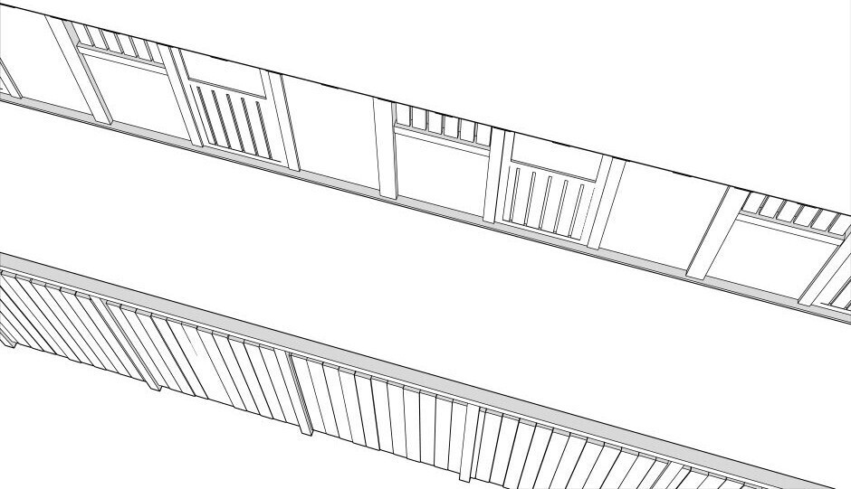 裏長屋と塀【3Dマンガ背景素材】