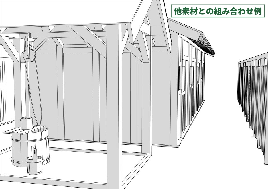 裏長屋と塀【3Dマンガ背景素材】