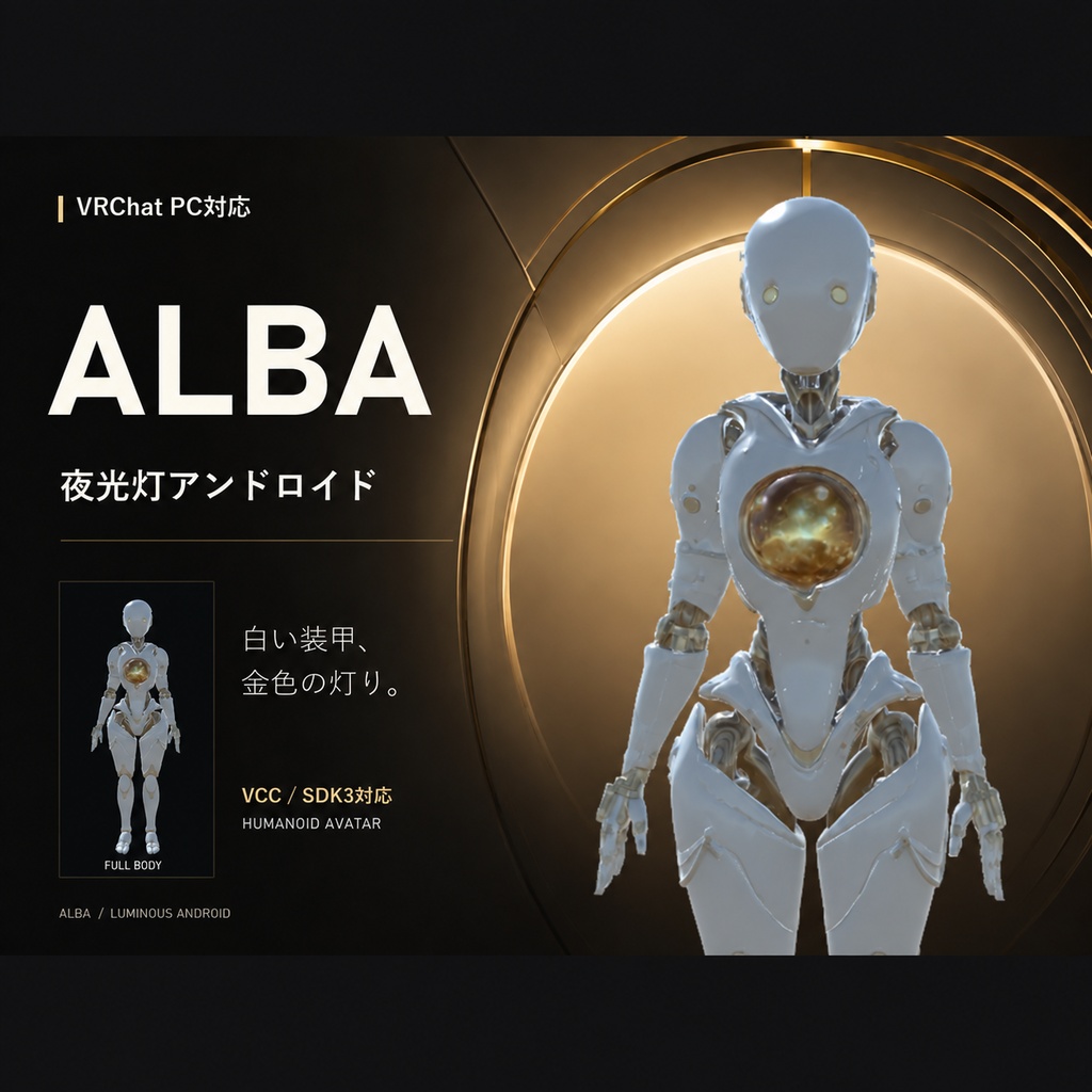 【VRChat対応・PC】夜光灯アンドロイド Alba|オリジナル3Dアバター