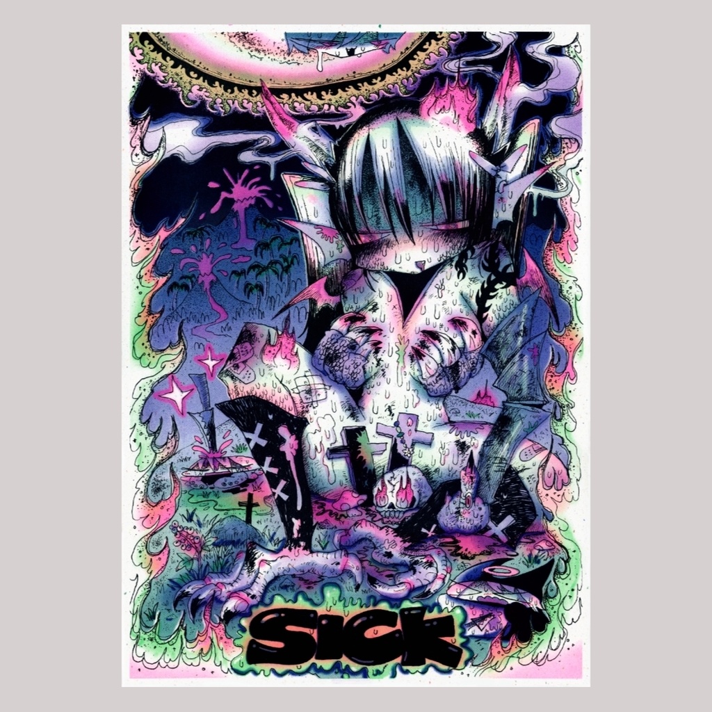 "SICK" risograph poster (A3 size)