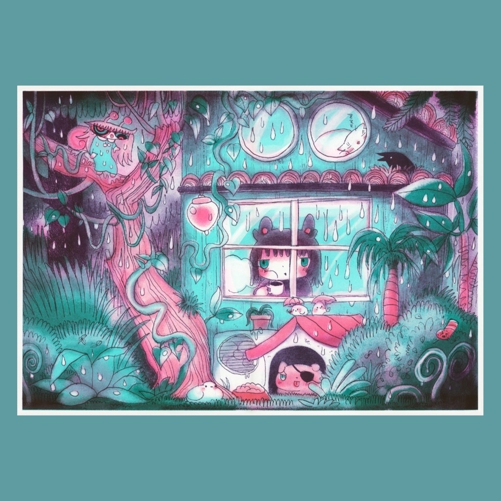 "rainy" risograph poster (A3 size)
