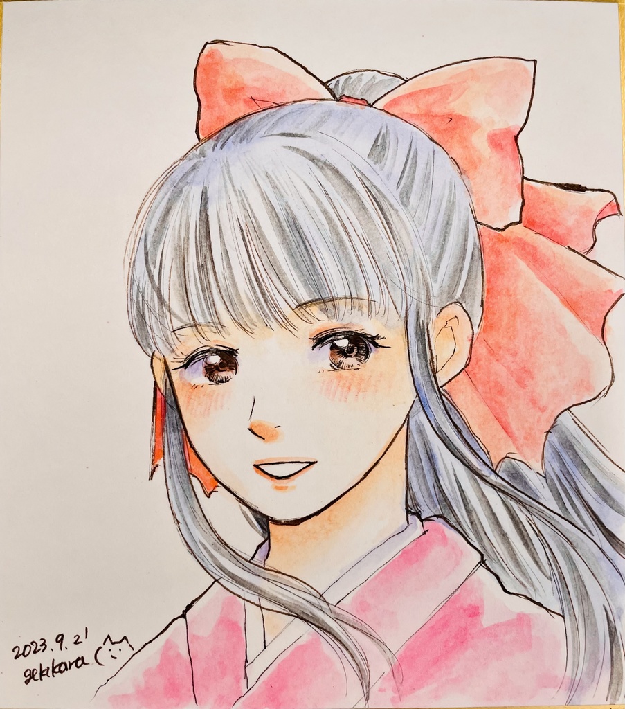 手描きミニ色紙（真宮寺さくら）