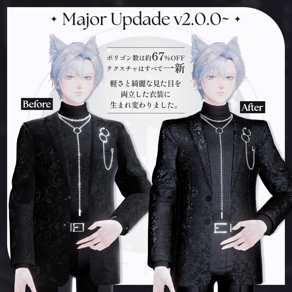 13アバター対応【Noir Brilliance】VRChat向け3D衣装