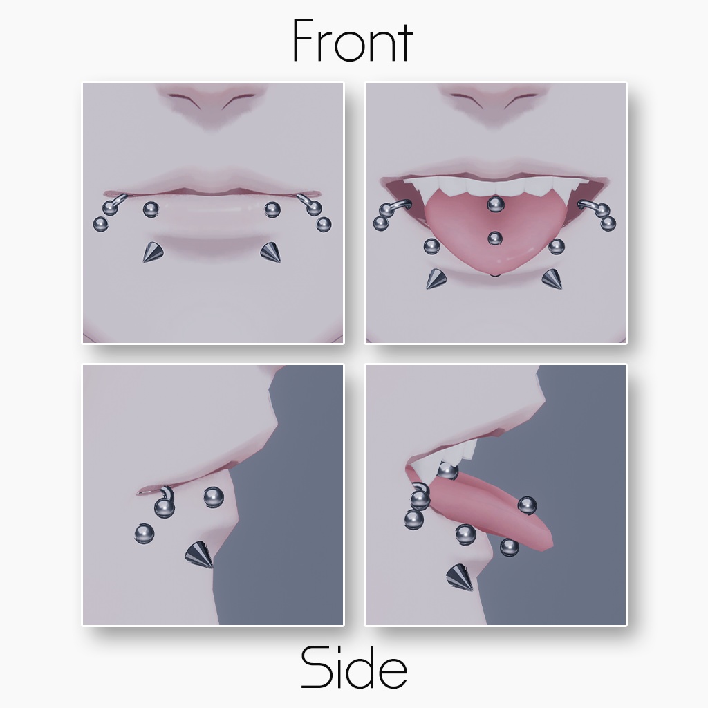 【5アバター専用】『Mouth Piercing Set』VRChat向け3Dアクセサリー