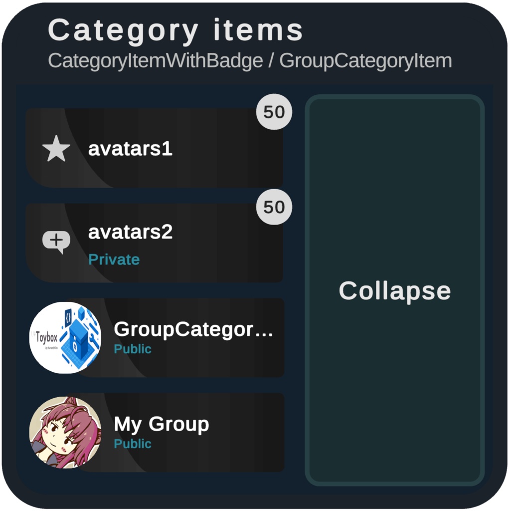 【VRChat向け】VRChat 風 UI スキン “black.kit.vrcui”