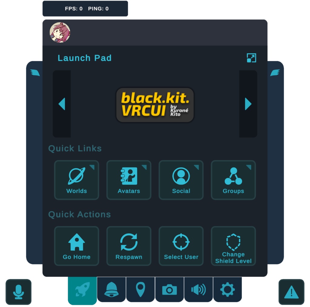 【VRChat向け】VRChat 風 UI スキン “black.kit.vrcui”