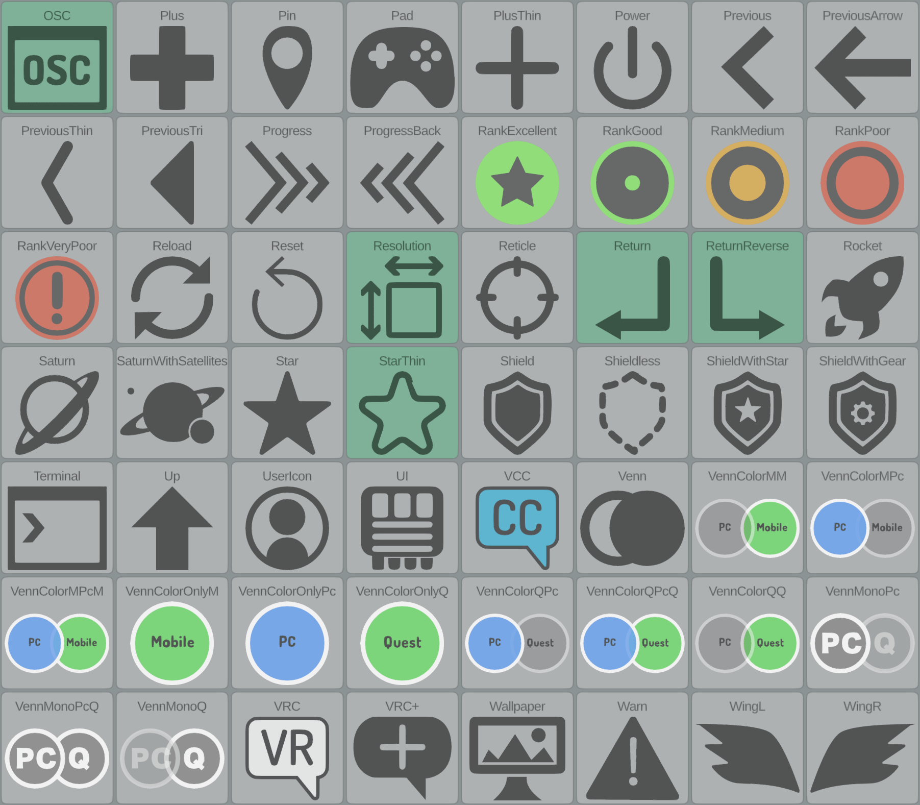 VRChat風SVGアイコン集 “LaunchPad Icons” - 黒音キト - BOOTH