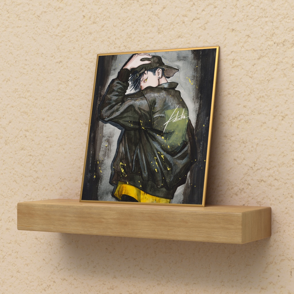 【オリキャラくん】暁くん『水彩』ヴィンテージ 色紙ミニサイズ 縦135mm × 横120mm