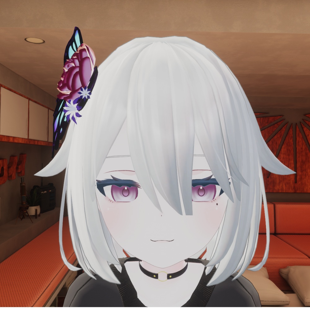 【VRChat想定】蝶と花の髪飾り