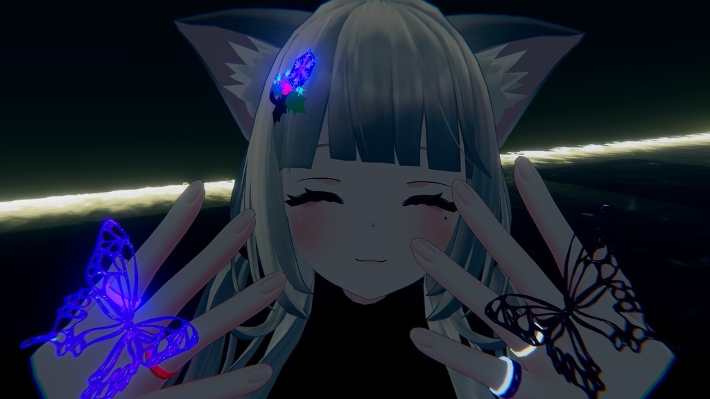 【VRC想定】ヒイラギと雪の髪飾り