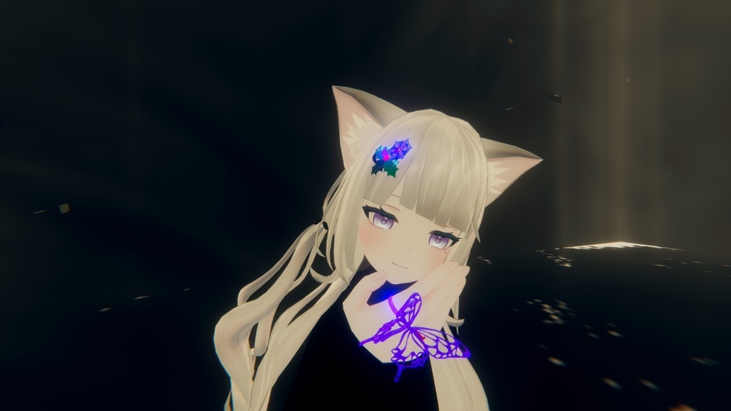 【VRC想定】ヒイラギと雪の髪飾り