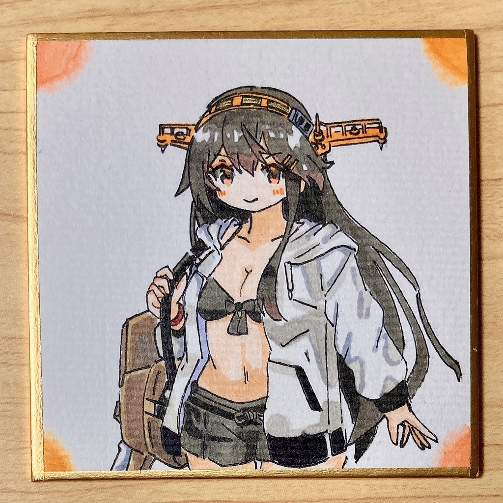 ミニこけ色紙　榛名(水着)