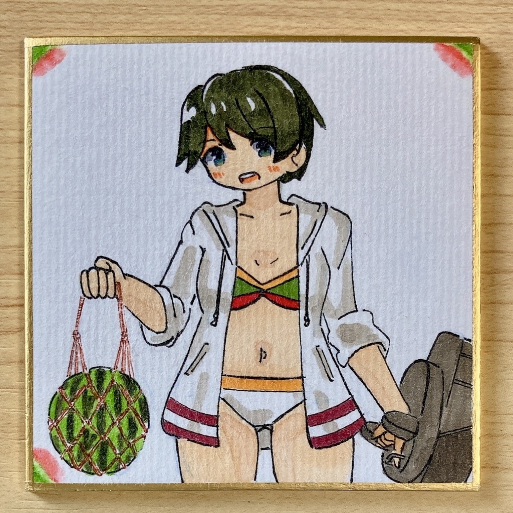 ミニこけ色紙　最上(水着)