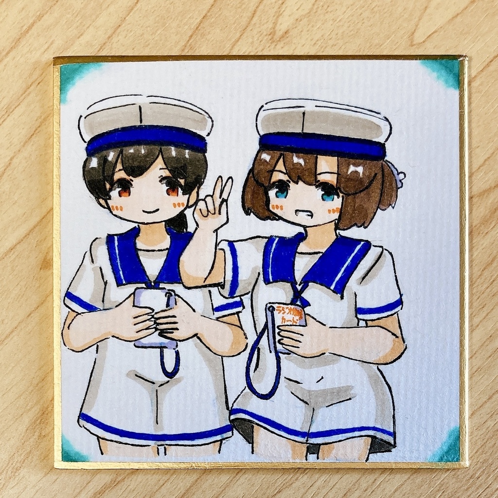 ミニこけ色紙　日振ちゃん&大東ちゃん