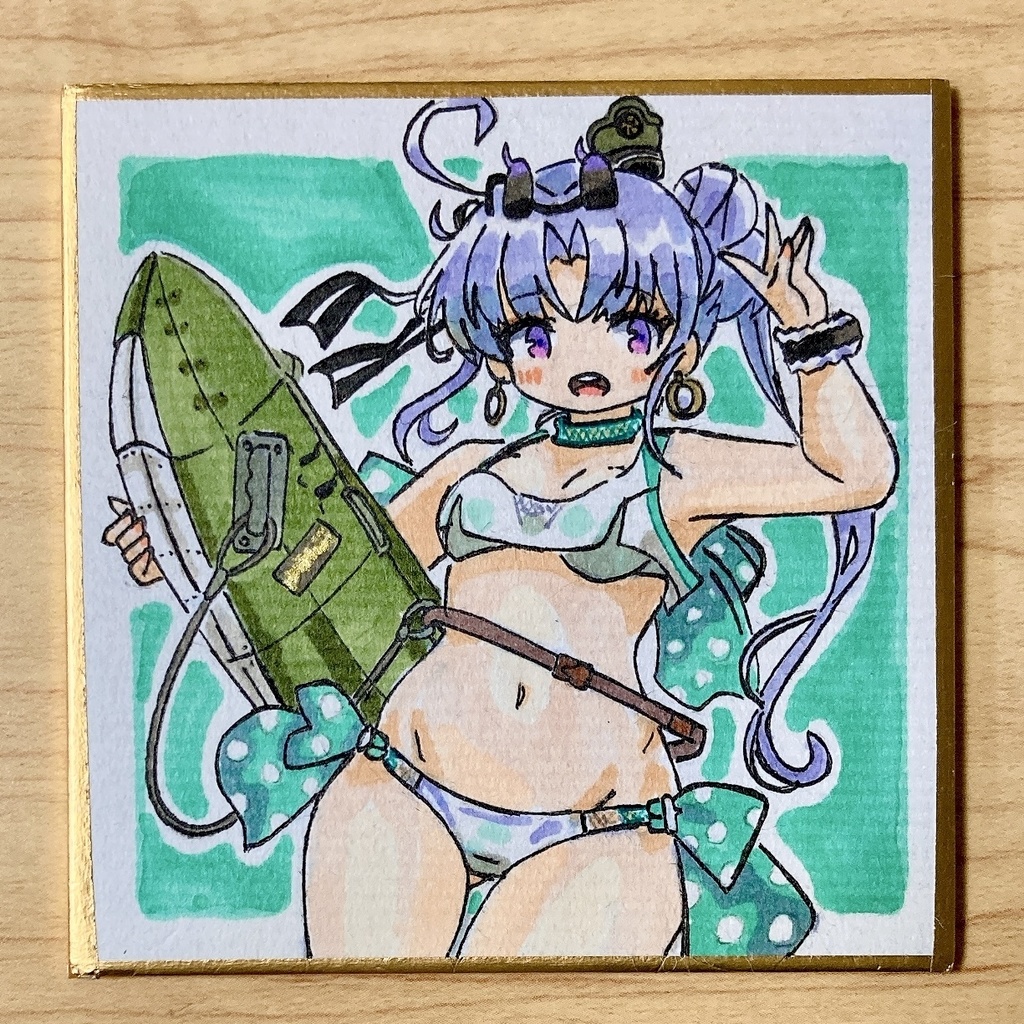ミニこけ色紙　秋津洲ちゃん(水着mode)
