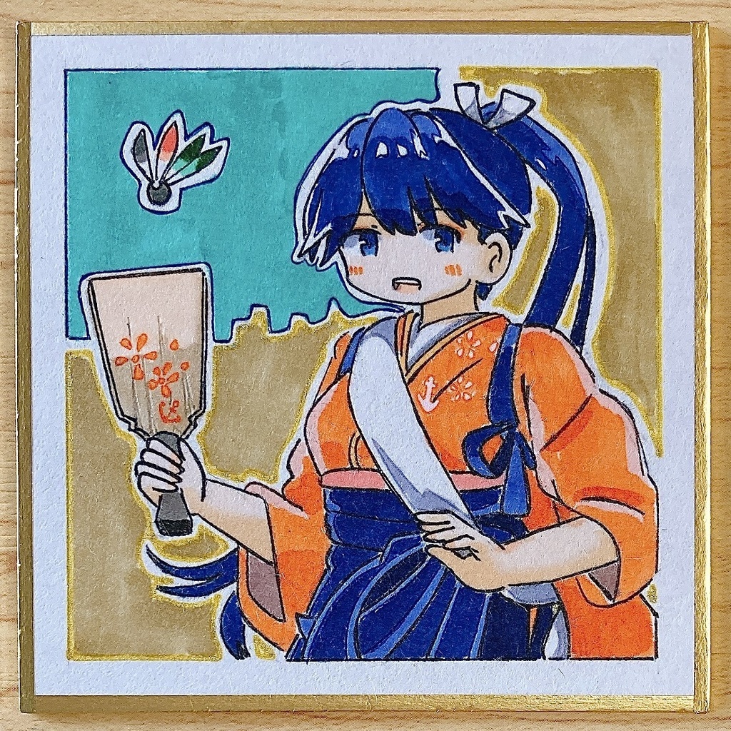 ミニこけ色紙　鳳翔ママ(羽付きmode)