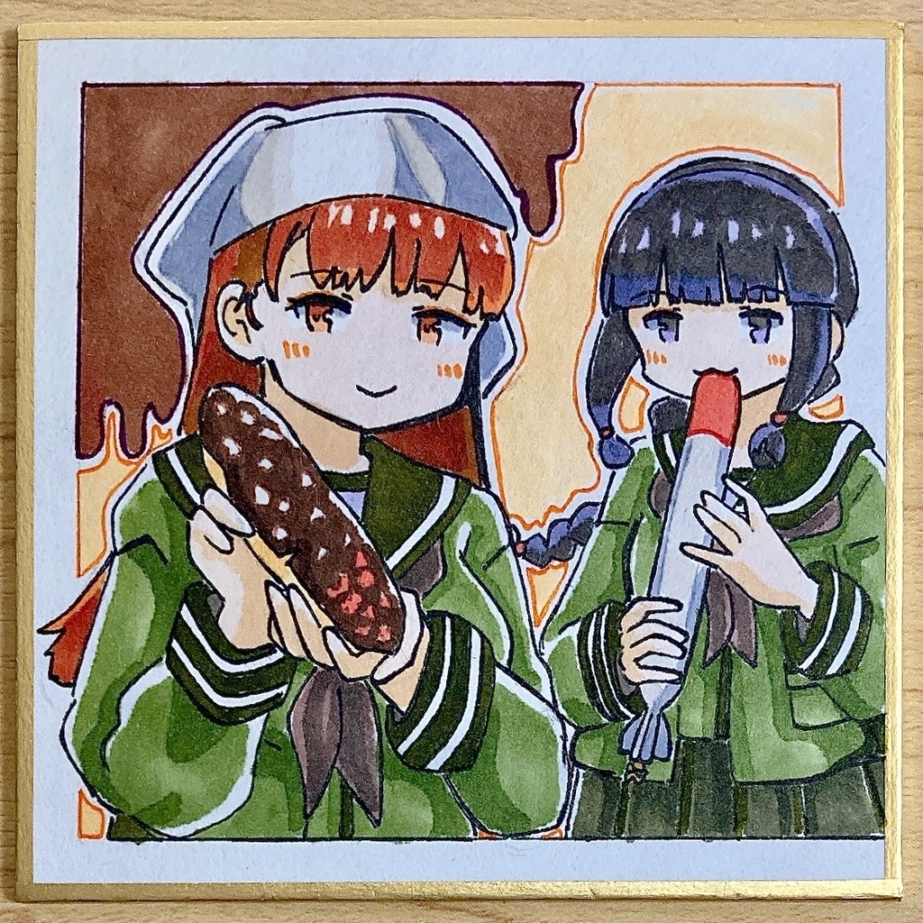 ミニこけ色紙　大井&北上(エクレアmode)