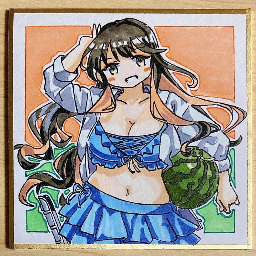 ミニこけ色紙　長波サマ(水着mode)