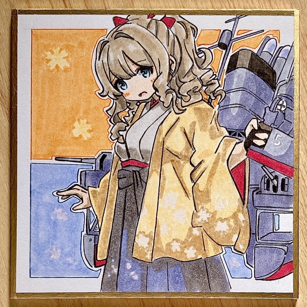 ミニこけ色紙　旗風