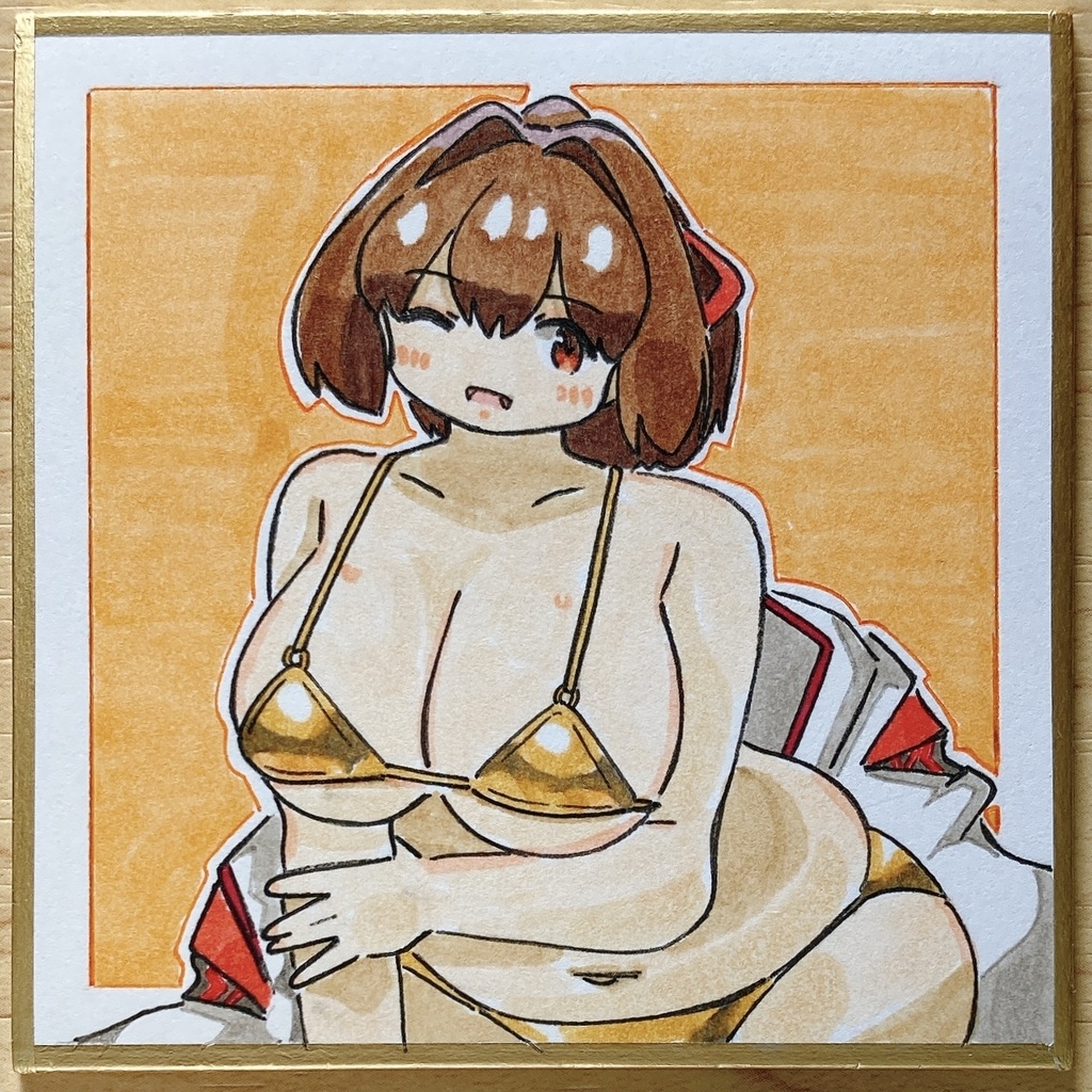 ミニこけ色紙　遅くなって、ごめんね