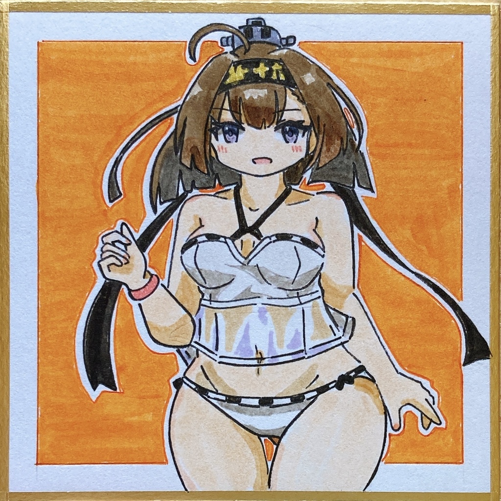 ミニこけ色紙　秋月ちゃん(水着mode)