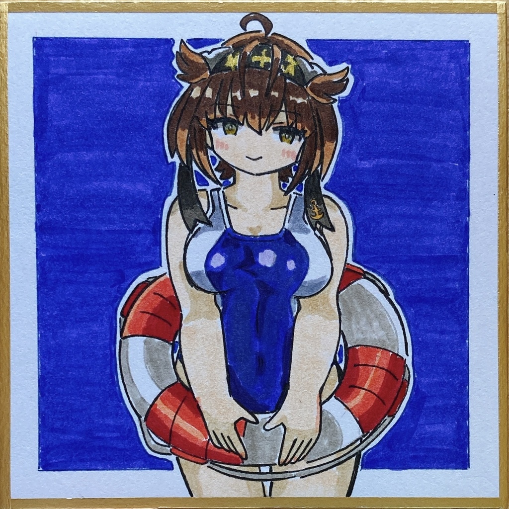 ミニこけ色紙　初月くん(水着mode)