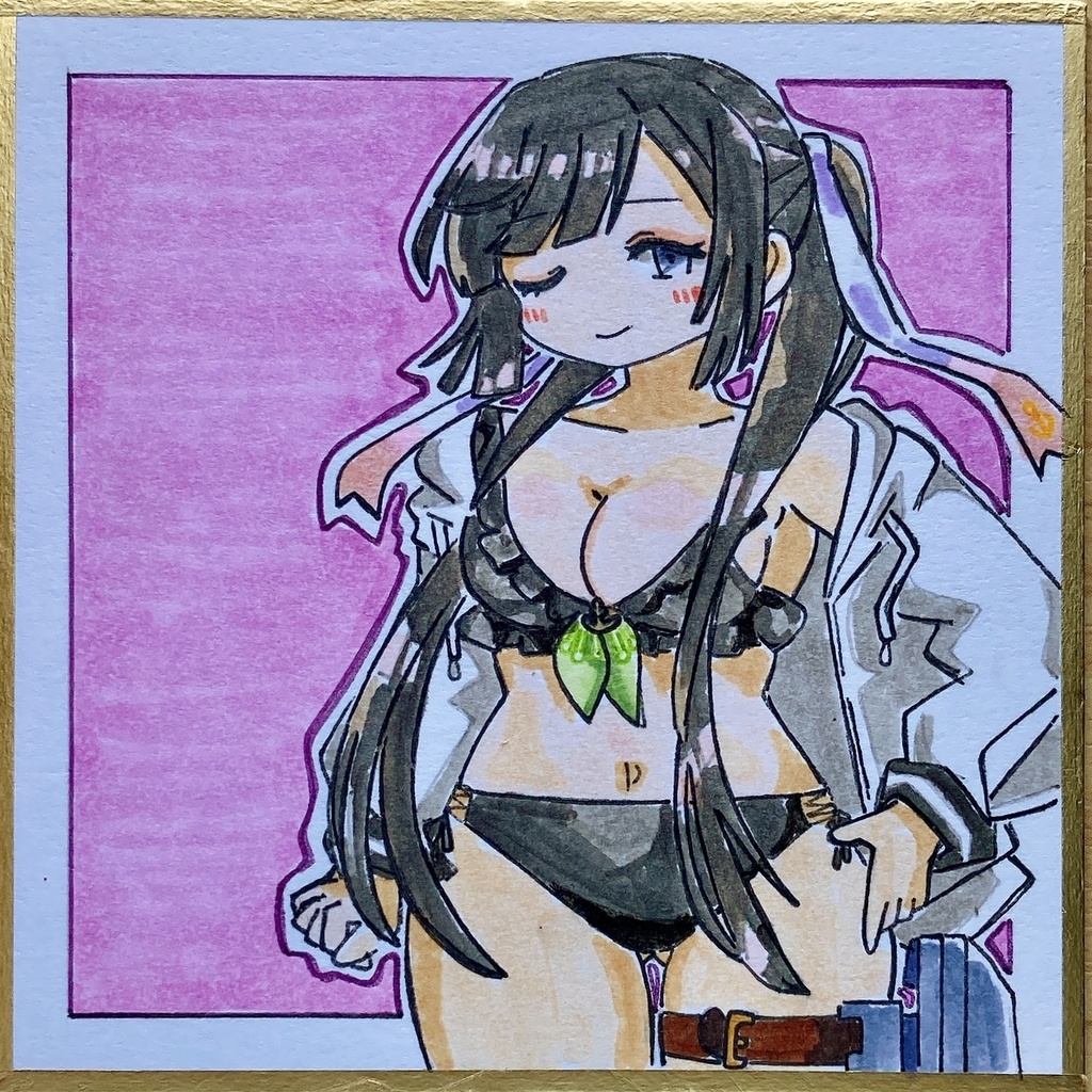 ミニこけ色紙　花月さん(水着mode)