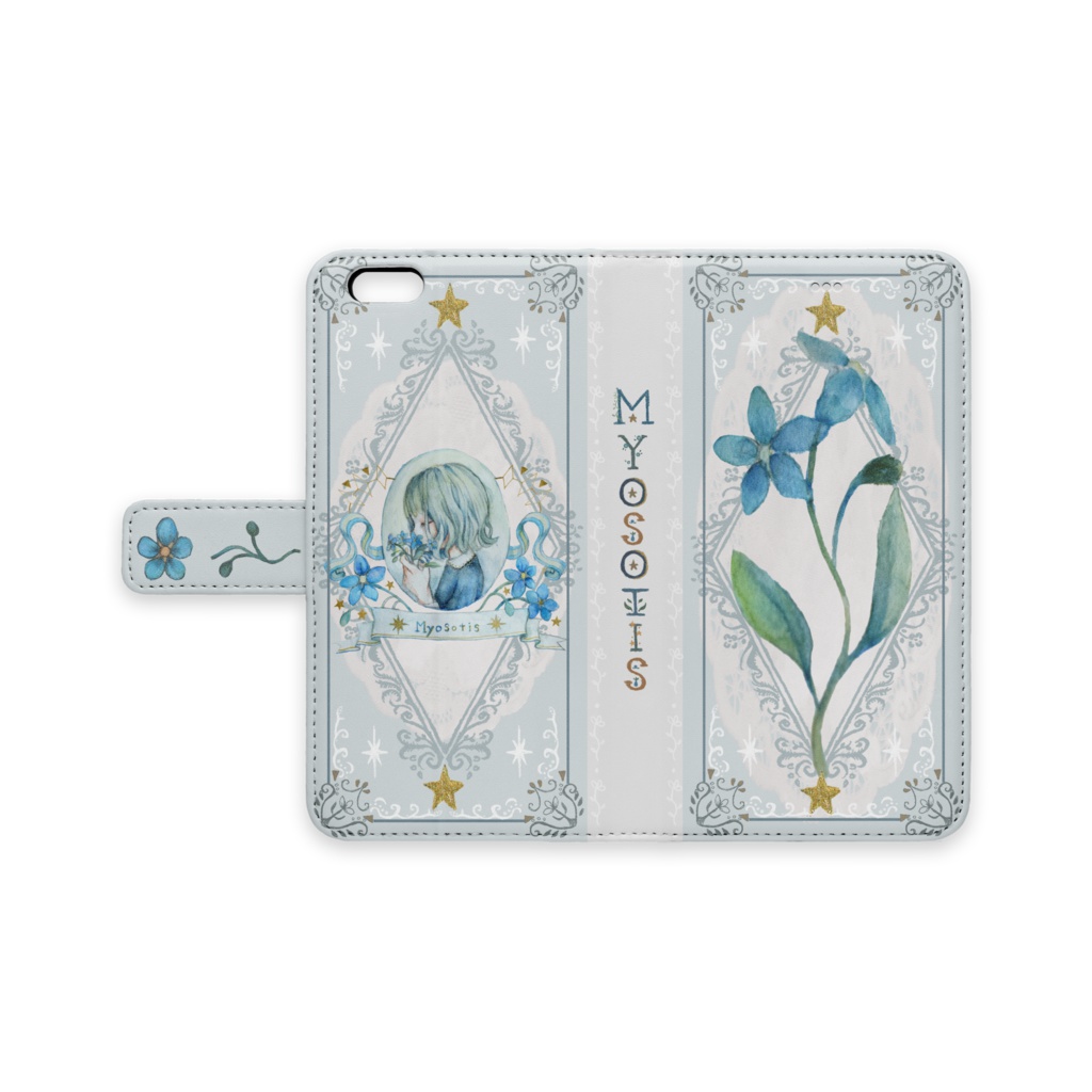 勿忘草の手帳iPhoneケース