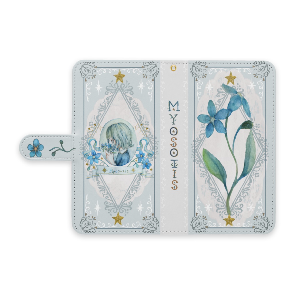 勿忘草の手帳型スマホケース