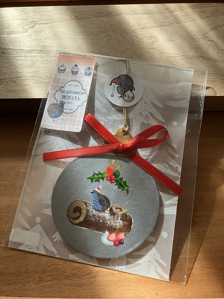 【原画】QUAILクリスマスケーキのオーナメント５／ヒメウズラ