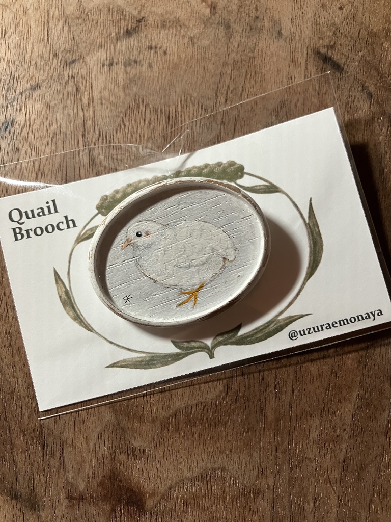Quail Brooch-No.2／うづら絵原画ブローチ