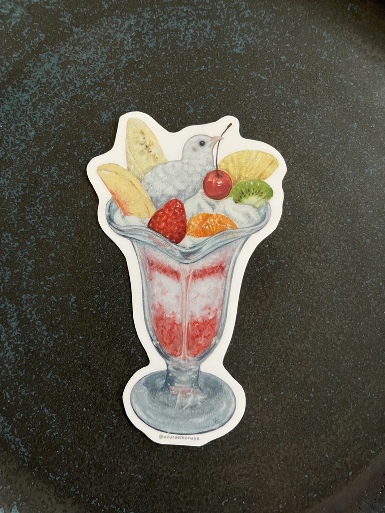 うづら絵ステッカー／白姫フルーツパフェ