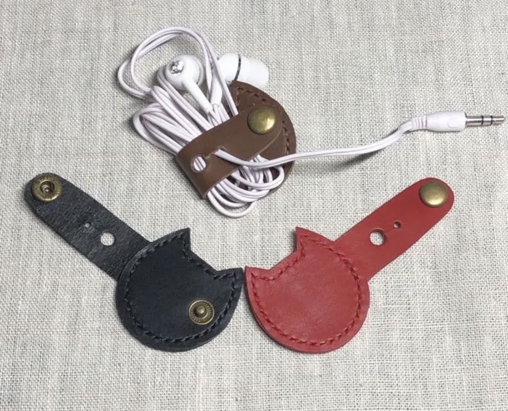 本革製猫型コードクリップ【受注制作】