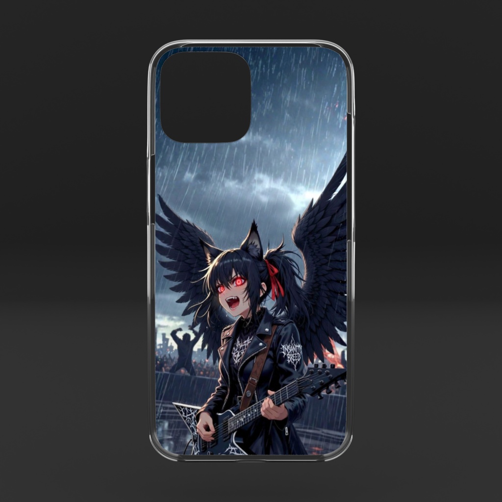 【INSANITYBREED】Fallen Angel Rocker - Premium Phone Case (Obsidian Black) (インサニティーブリード:堕天使のロッカー - プレミアムスマホケース オブシディアンブラック)