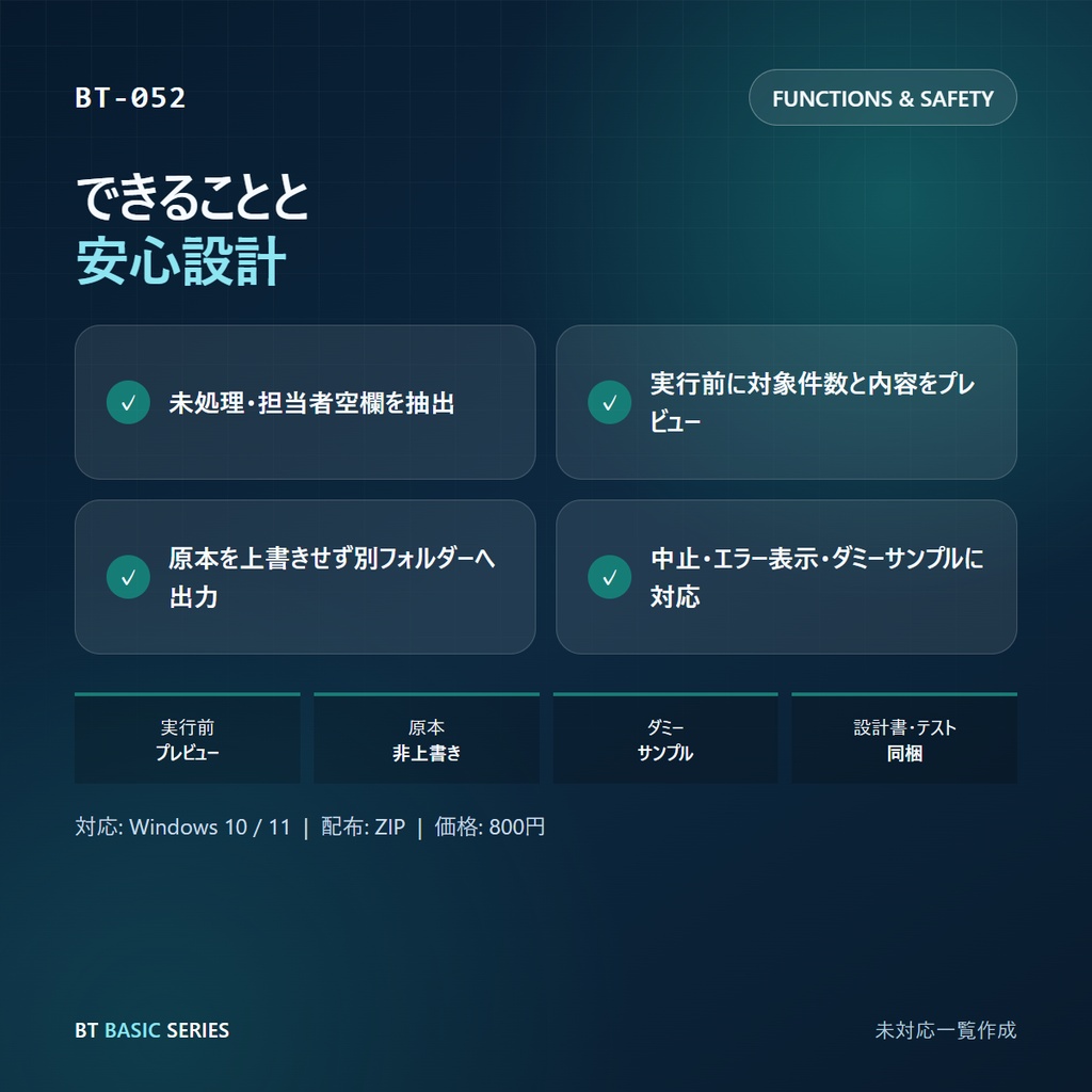 未対応一覧作成 BASIC|未処理・担当者空欄を抽出