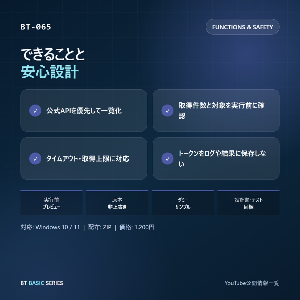 YouTube公開情報一覧 BASIC|公式APIを優先して一覧化
