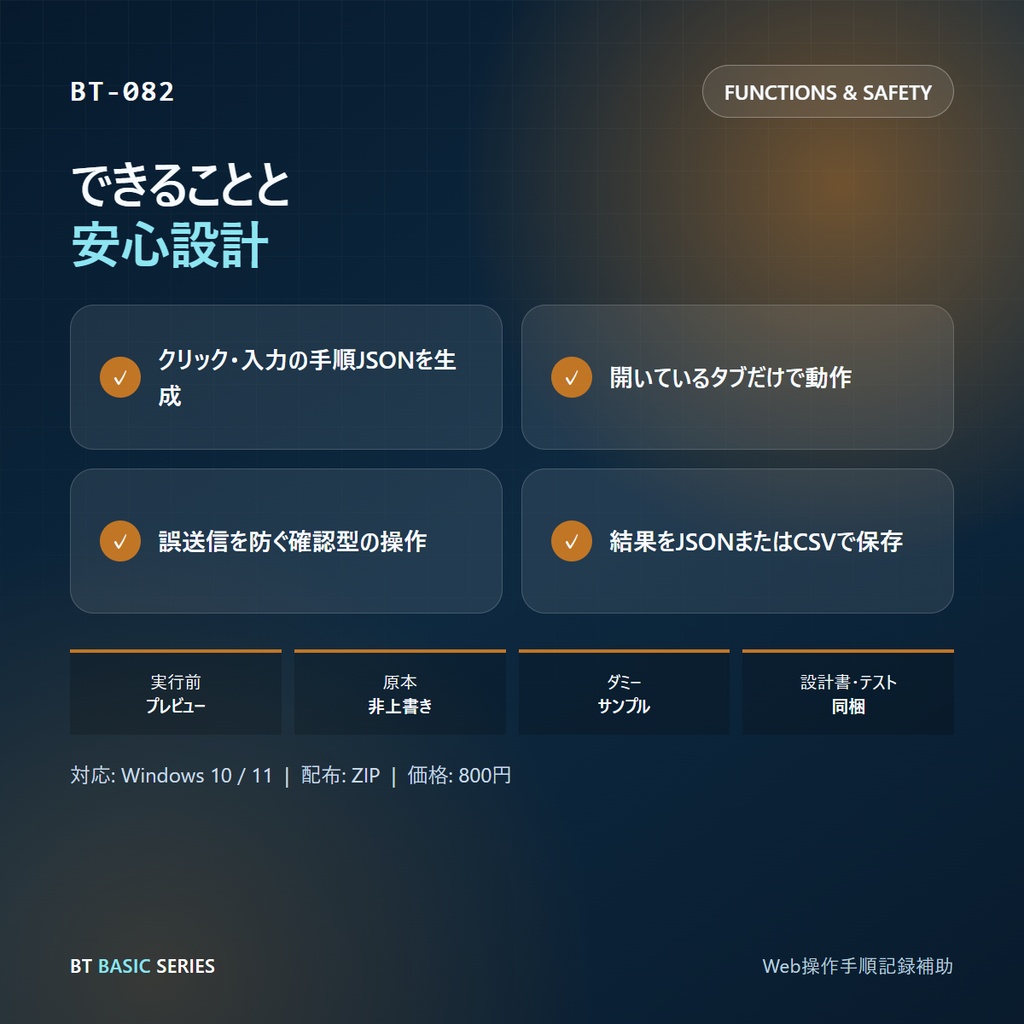 Web操作手順記録補助 BASIC|クリック・入力の手順JSONを生成